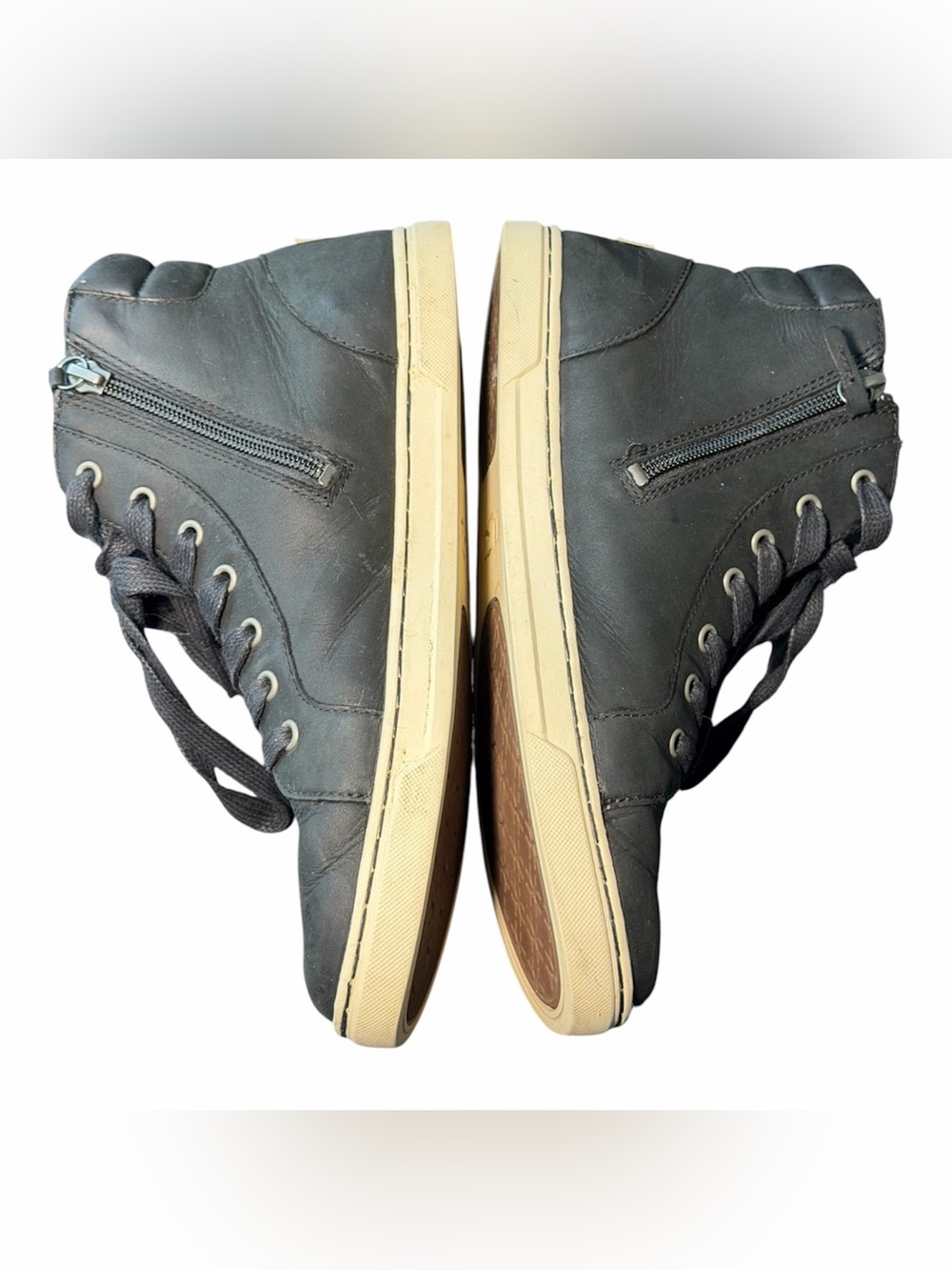 UGG Gradie High Top Sneakers Black Leather Side Zip Women’s 8.5 Style 1014607 - Picture 7 of 11